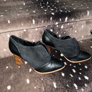 Banana Republic black leather and suede booties